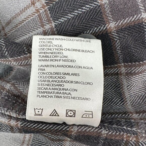 Weatherproof Vintage Mens Gray/Brown Plaid Button-Down Long Sleeve Shirt Size L - Picture 8 of 10